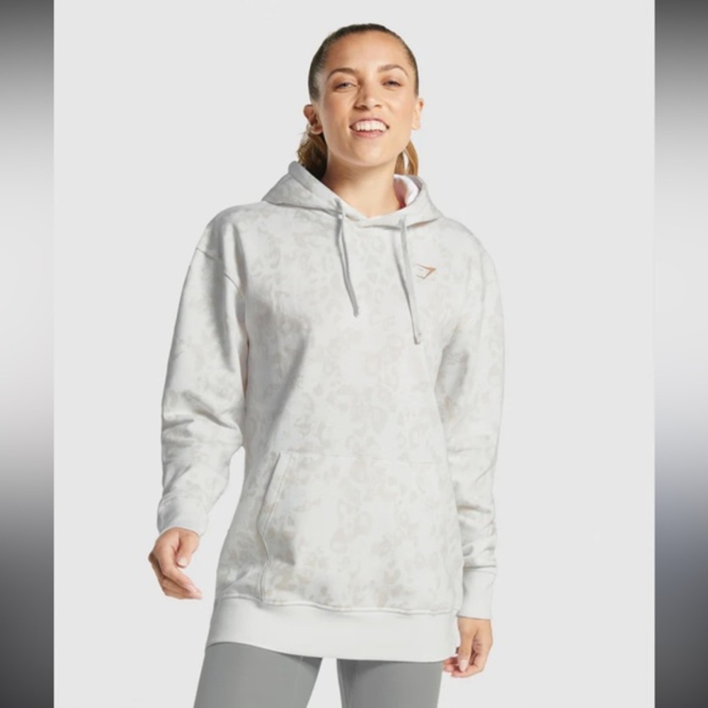 Gymshark Cream Patterned Hoodie
